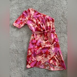 SHEIN Pink and Red Floral Mini Dress